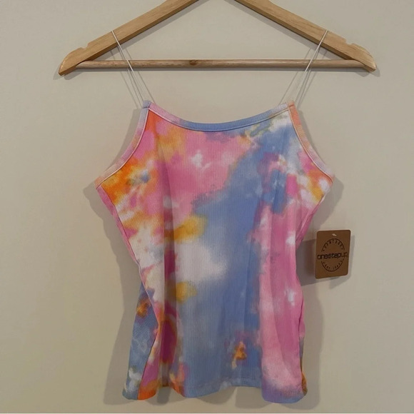 ☀️NWT ONE STEP UP Vintage Tie Dye Camisole Tank Top - Picture 1 of 6